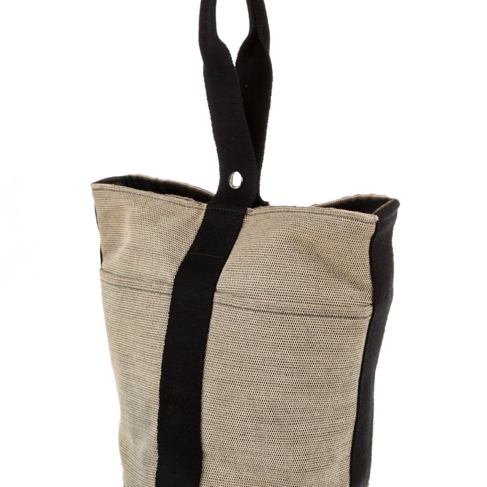Hermes Black and Tan Tote Bag Tolie Saxo MM